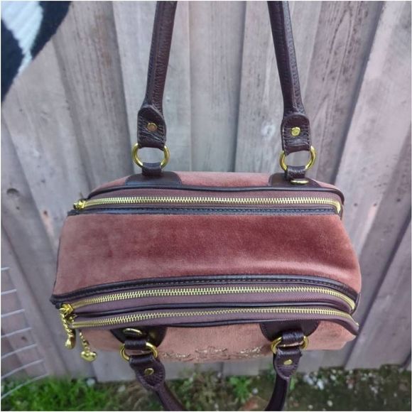 Juicy Couture Y2K Scottie Dogs Pet Carrier Bowler Velour Satchel - Picture 5 of 12